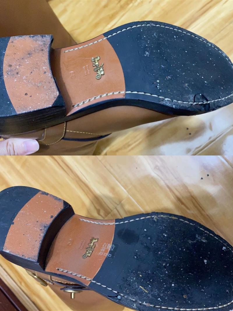 蔻驰皮靴穿一次鞋底碎了，红布林客服称赔100元！平台回应 皮鞋鞋底碎了怎么处理
